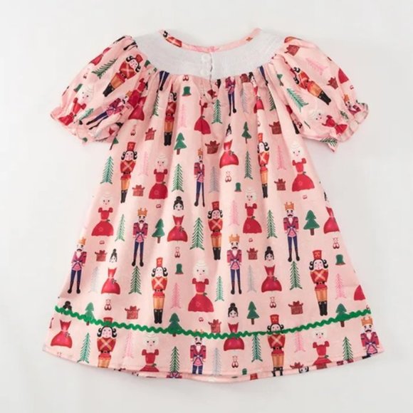 Boutique Christmas Nutcracker Girls Smocked Embroidered Dress - Picture 5 of 6